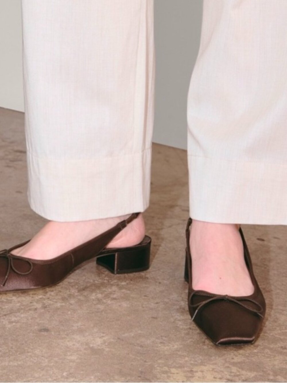 Everlane Ballet Slingback Heels Deep Brown Satin Women's Sizes NEW